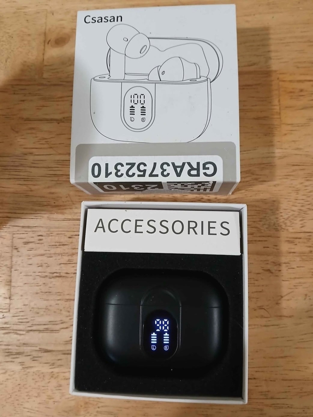 Black Wireless Earbuds with LED Charging Case And Translation Capabilities